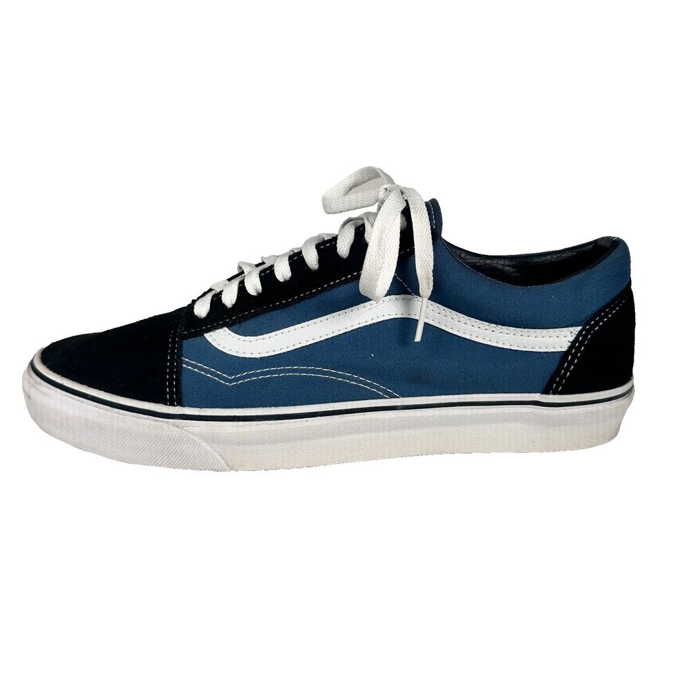 Vans Old Skool Men's 12 Navy Black White Suede Canvas Skate Shoes Worn Once